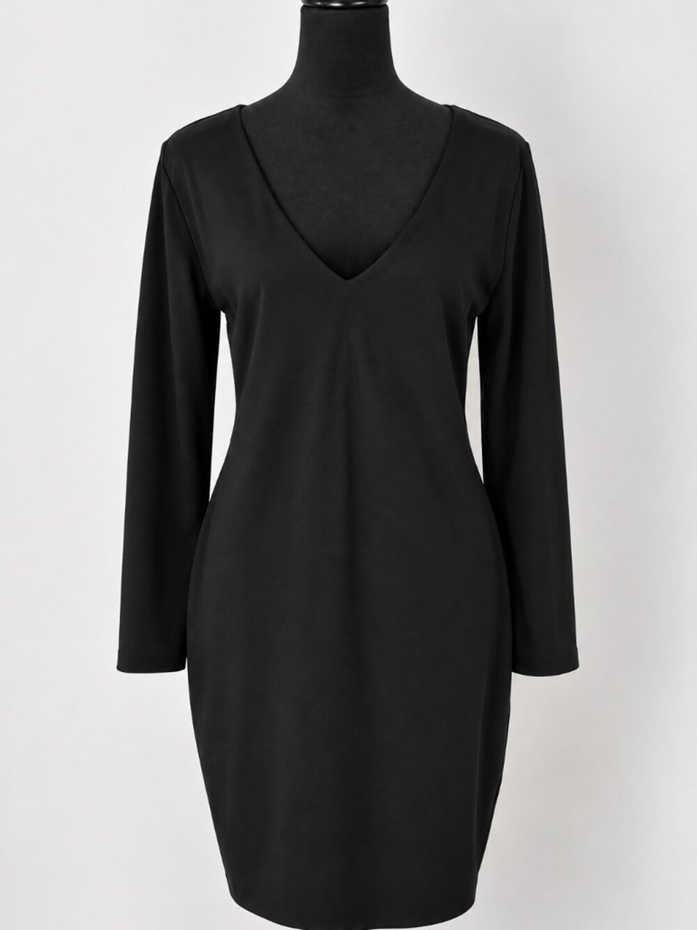 NWT H&M Black Long Sleeve V-Neck Bodycon Mini Dress Size L